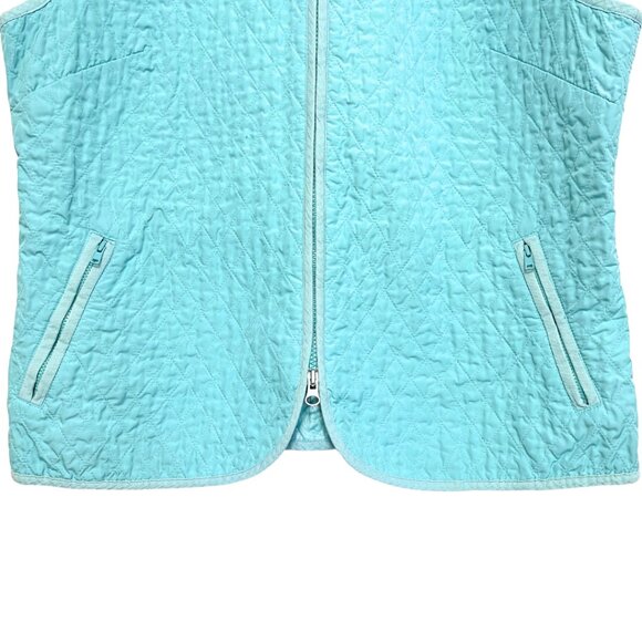 Talbots Quilted Walking Vest Womens Size L Teal Zip Up Lightweight Zip Pockets - Picture 2 of 8